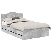 Letto matrimoniale | Letto per adulti | Struttura del letto con cassetto Grigio cemento 135 x 190 cm