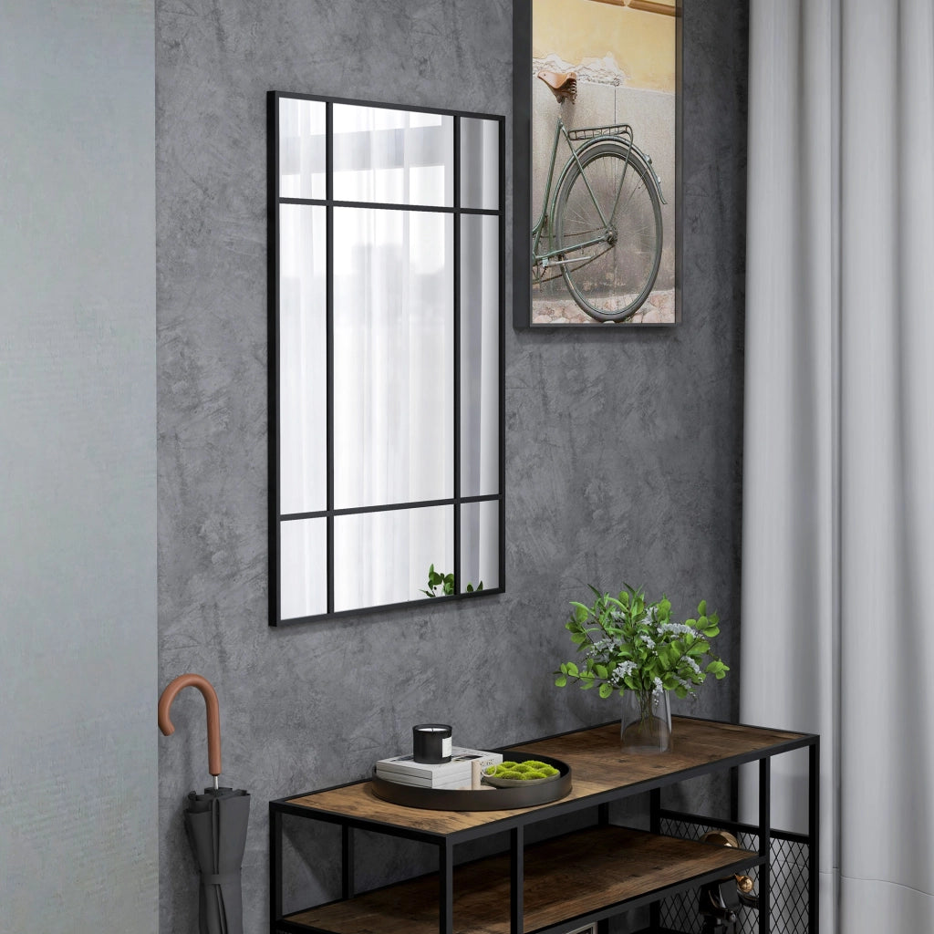 Specchio da Parete Rettangolare con Cornice in Metallo ¨C zephmum ¨C Nero 90x60 cm