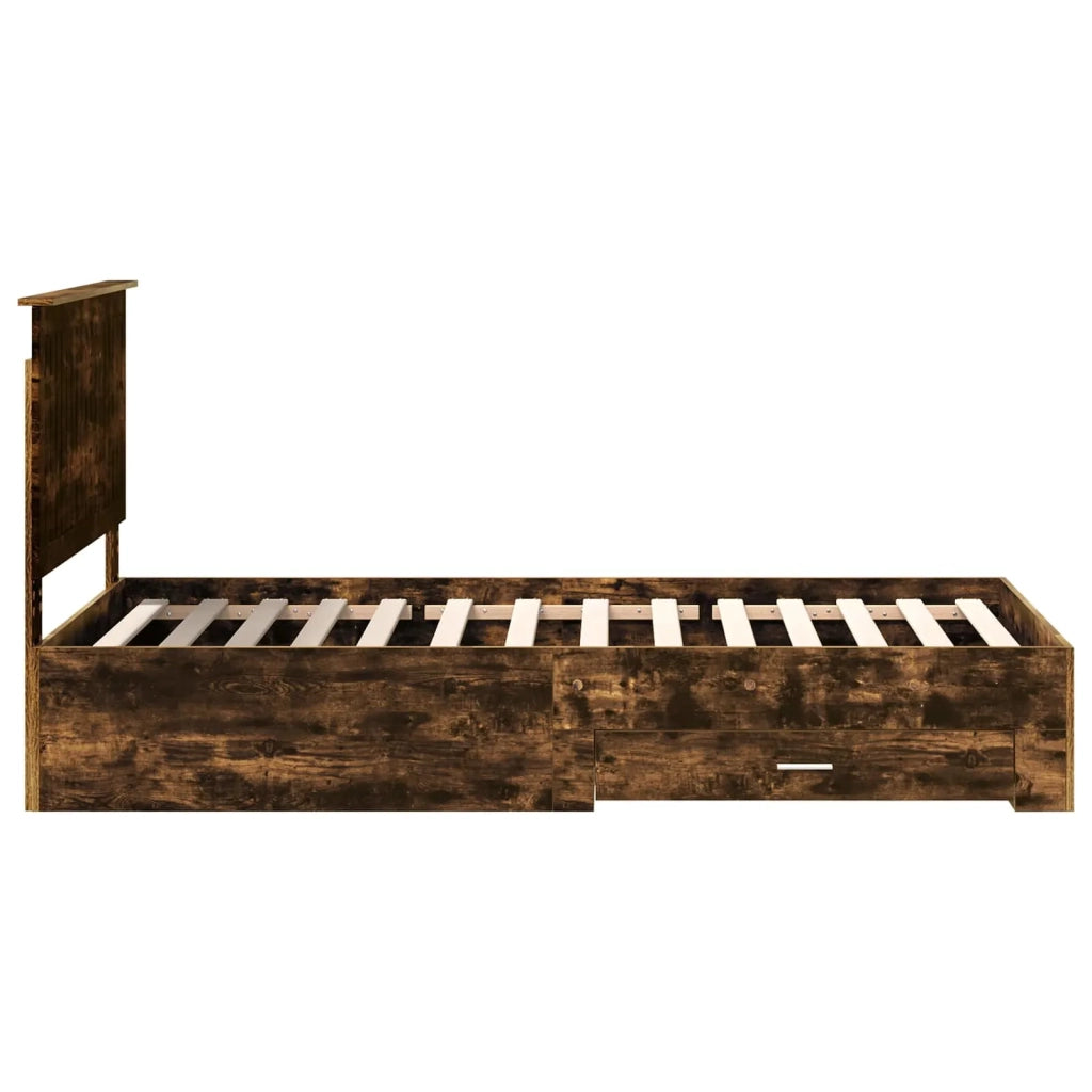Letto singolo | Letto per adulti | Struttura del letto Rovere fum¨¦ 100 x 200 cm Legno multistrato