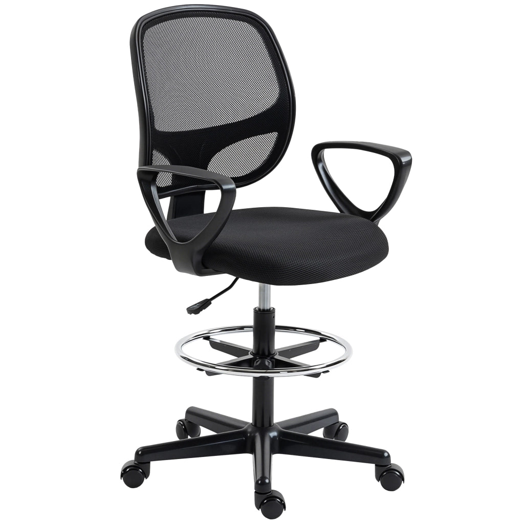 Sedia da ufficio ergonomica con poggiapiedi e braccioli regolabile ¨C zephmum ¨C nero 59x58x103-123cm