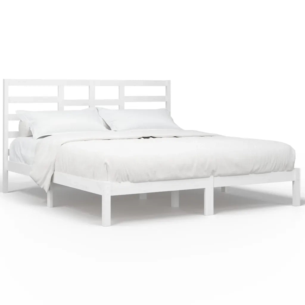 Giroletto-Struttura Letto Bianco in Legno Massello 200x200 cm 766692