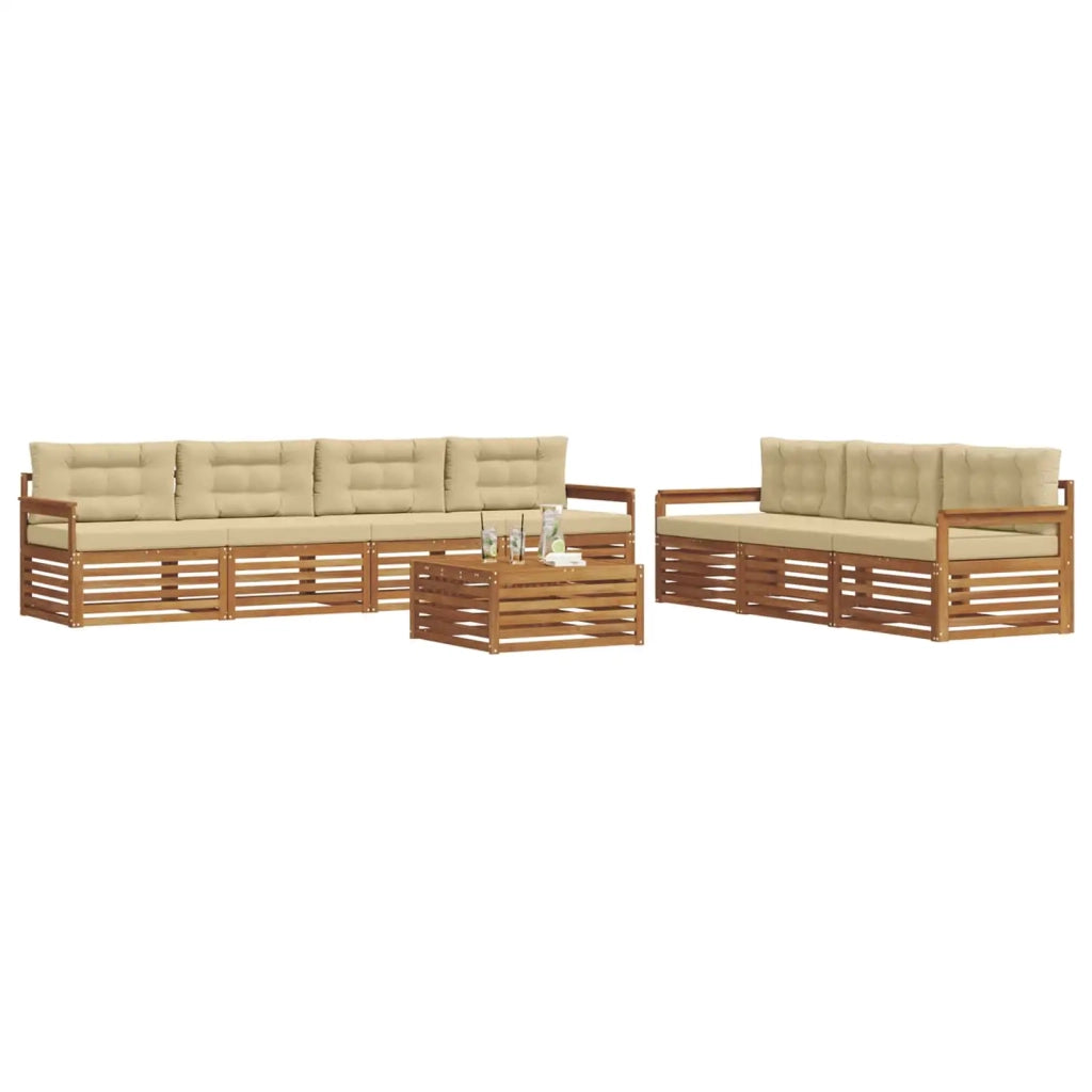 Set di divani da esterno con cuscino 8 pcs Naturale e Beige