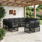 Set di divani da esterno Nero e Grigio scuro Poliestere 3437573