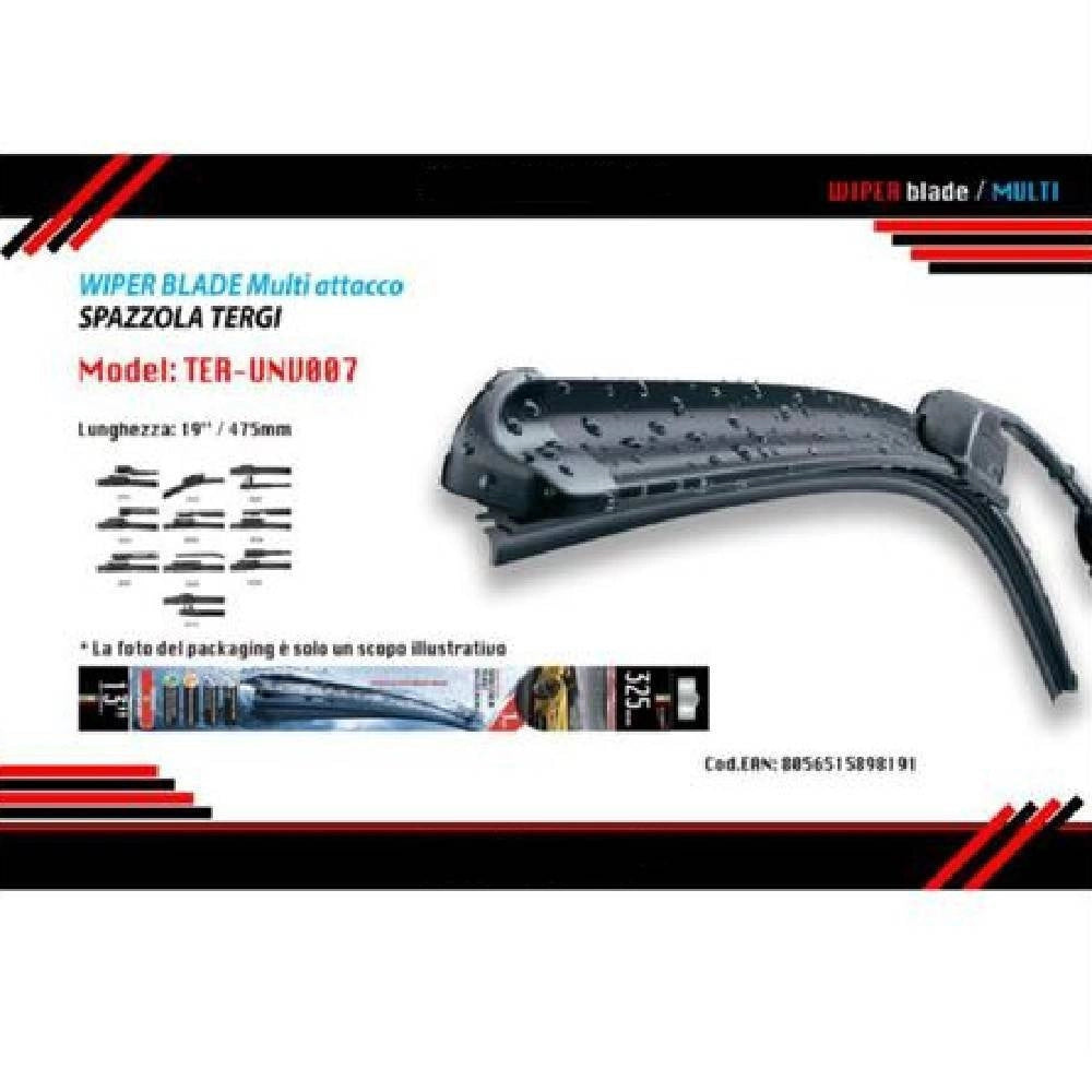 Trade Shop - Tergicristallo Universale Spazzola Multiattacco Auto 19"/475mm Ter-unv007 Maxtech -