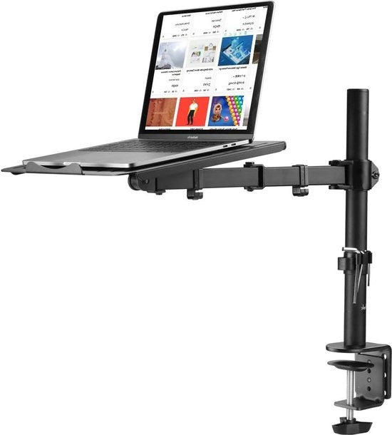 Braccio di Monitor con Alloggio per Porta Laptop per Schermi da 13 a 27 pollici - Porta fino a 15,6 pollici Notebook - Base a C e Grommet