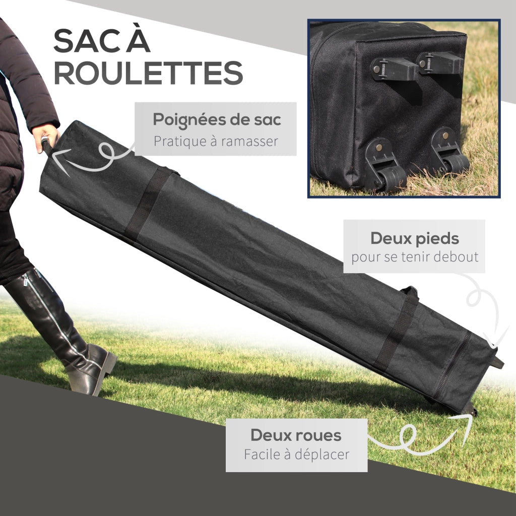 Tonnelle da giardino pieghevole 5x3 m ¨C zephmum ¨C grigio, tessuto oxford, 2 pareti regolabili, con ruote