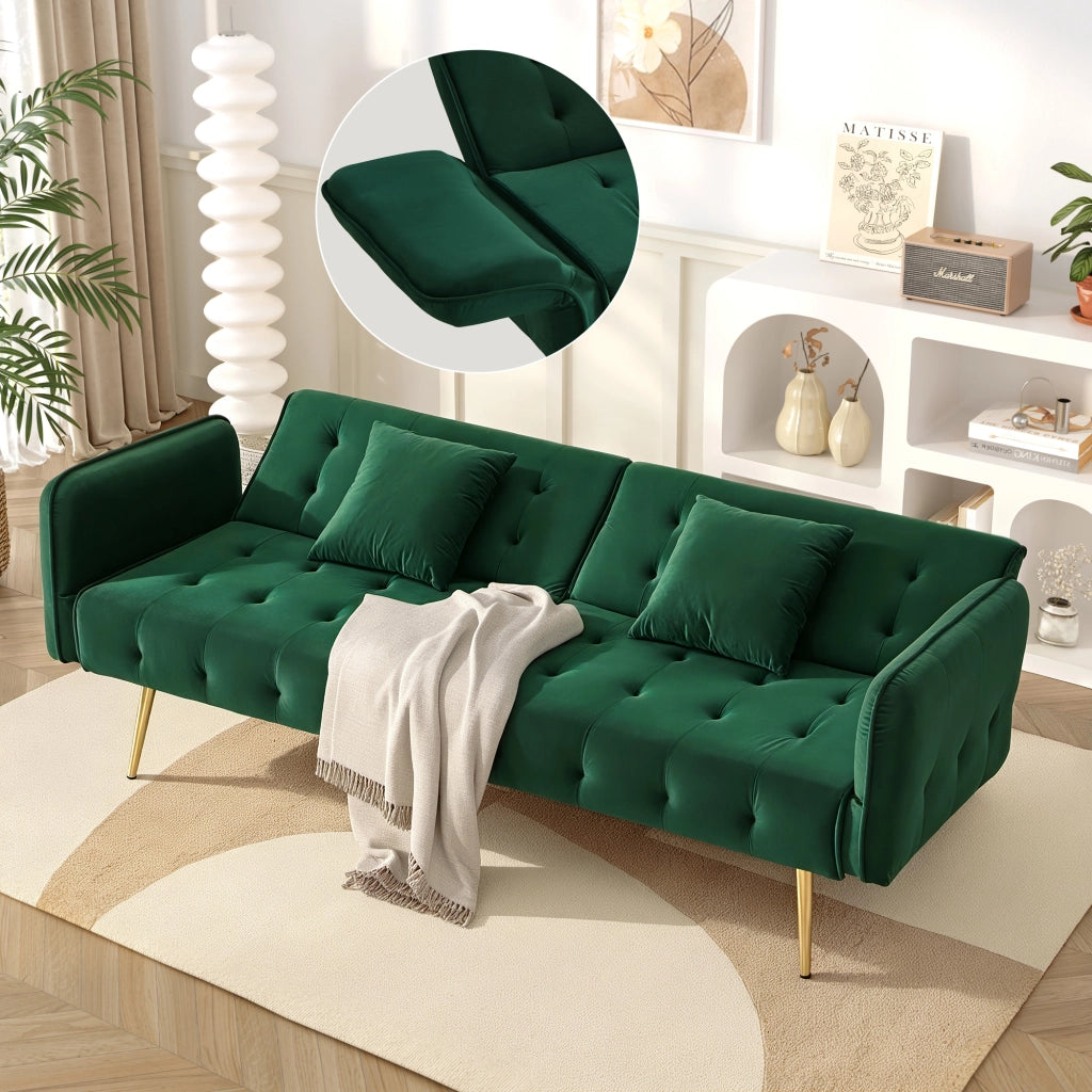 DIVANO LETTO 2 POSTI 215x81,5 cm Verde in velluto