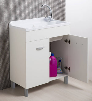 Mobile Lavatoio in ABS 70x40x90 cm 2 Ante Ambrosini Doris Bianco Opaco