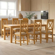 Set da pranzo 7 pz Beige Legno di Quercia Massello 3430399