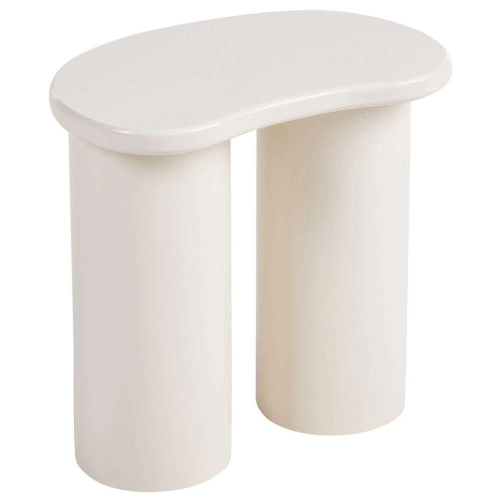 Tavolino a forma di rene con doppia base Design scandinavo tradizionale MDF bianco
