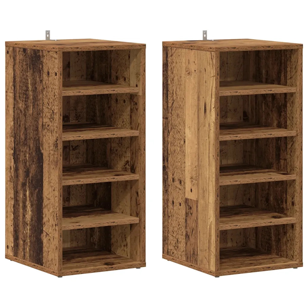 vidaXL Scarpiere 2 pz Legno Antico 32x35x70 cm in Legno Multistrato