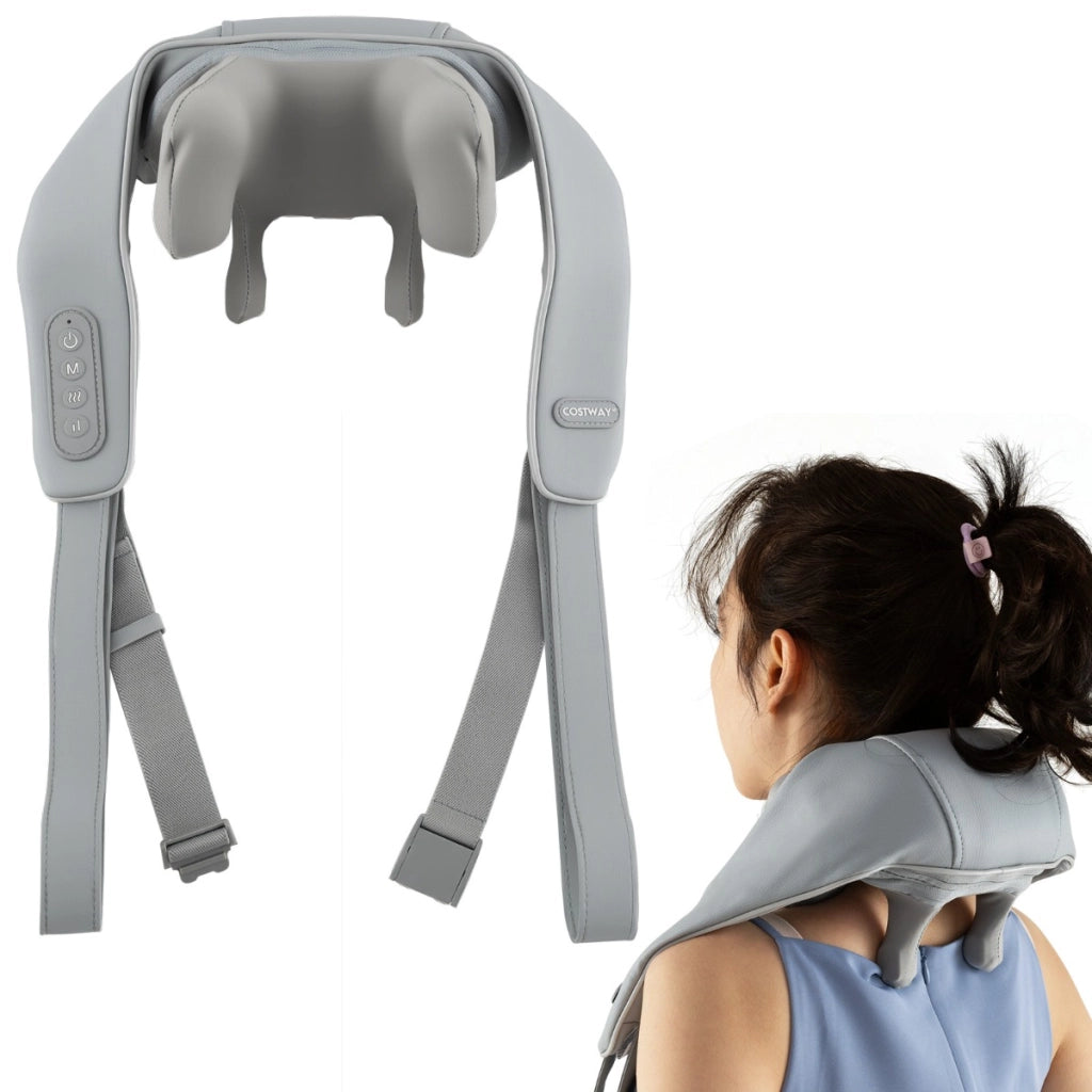 Massaggiatore shiatsu con impasto profondo 4D dei tessuti con riscaldamento, Massaggiatore per collo e spalle Grigio-Massaggiatori
