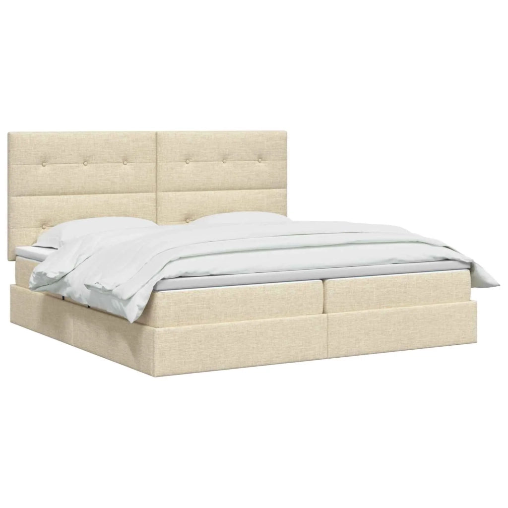 Letto con contenitore e materasso Crema 200 x 200 cm Tessuto 3459529