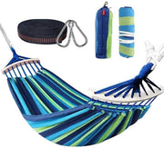 Doppia rete per sdraiarsi - rete per sdraiarsi all'aperto - 280 x 150 cm - strisce blu