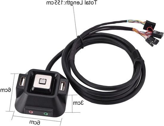 Pannello di Controllo Desktop - Doppie Porte USB - Tasto di Reset Avvia/Spenta - Porta Audio - Accessori di Alimentazione.