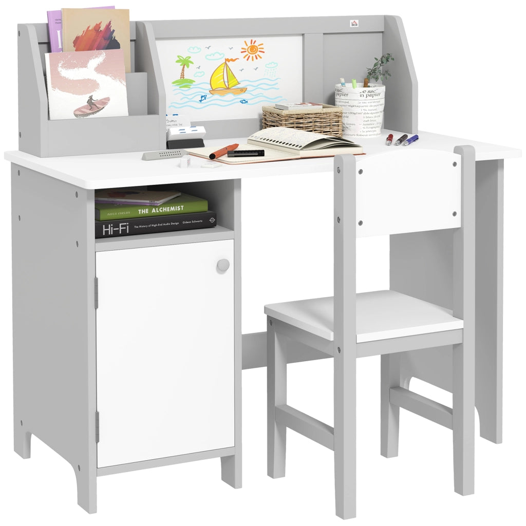 Tavolo da pranzo per bambini con lavagna ¨C zephmum ¨C 90x45x85 cm Grigio