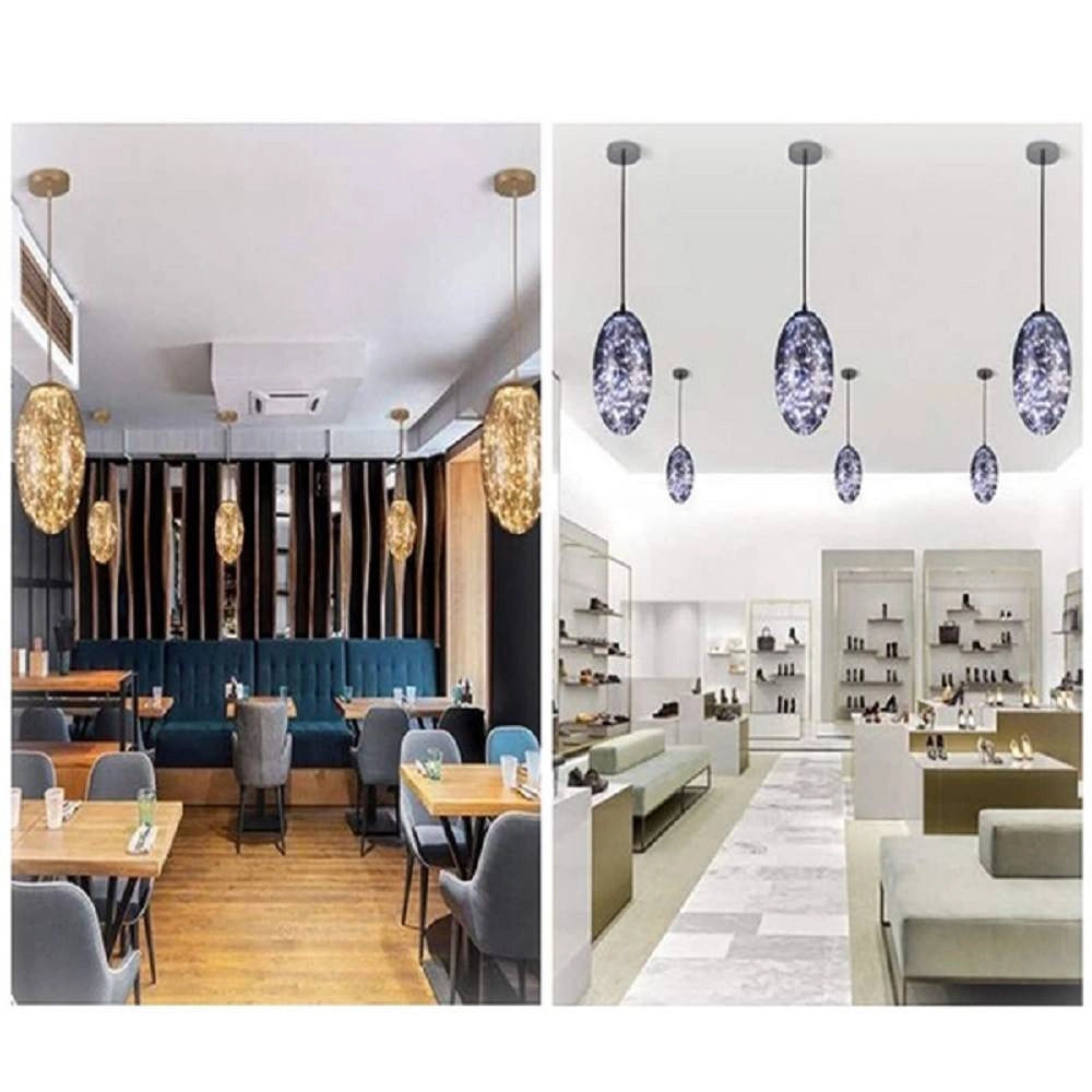 Trade Shop - Lampadario In Vetro A Led Ovale Effetto Cielo Stellato 12w Luce Fredda Calda A46 -
