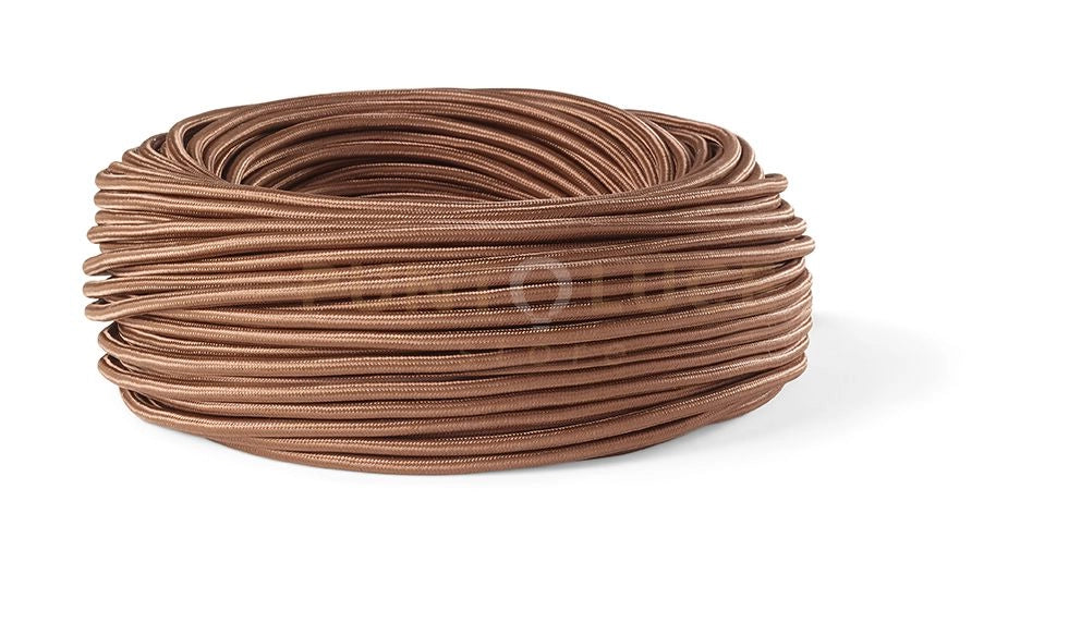 Rolla 50 mt cavo elettrico 2x0,75 mm rivestito in tessuto tabacco