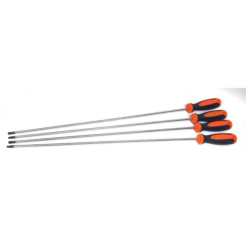 Trade Shop - Set 4 Pz Cacciaviti Torx Extra Lunghi Con Punta Magnetica 600 Mm T20 T25 T30 T40 -