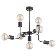 Lampadario Alfa Transformers TNG 7xE27 nero oro trasparente