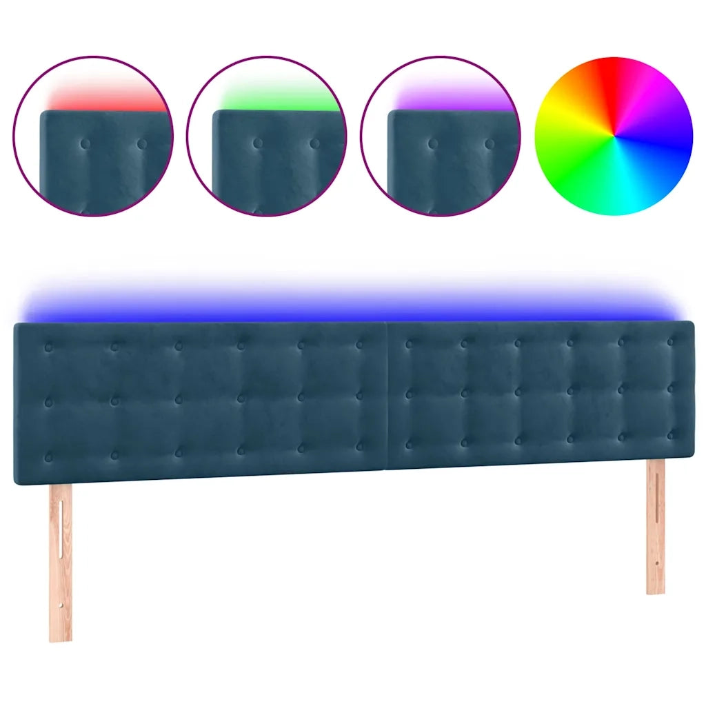 Testiera a LED Blu Scuro 180x5x78/88 cm in Velluto 3122110