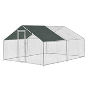 Box voliera per animali da esterno con serratura telaio in acciaio zincato 3 x 4 x 2 m argento verde scuro 03_0005141