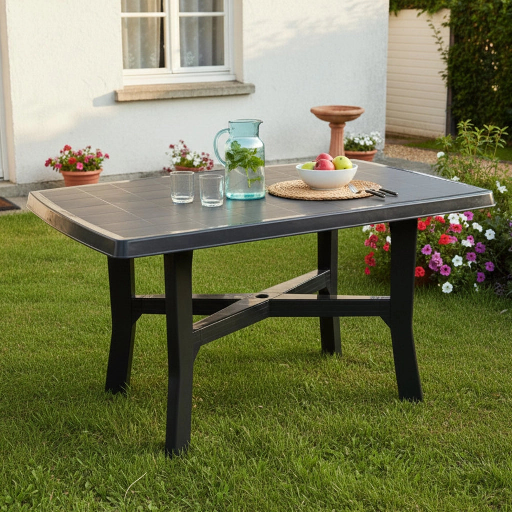 Raspberry, Tavolo da Esterno 6 Posti Made in Italy, 138x88x72h cm Nero Antracite