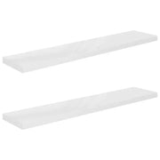 2 pz Scaffali a Parete | Ripiano a parete | Mensole a Parete Bianco Lucido 120x23,5x3,8 cm in MDF