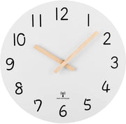 Orologio analogico a controllo remoto, orologio da parete in legno senza cornice, 30 cm, movimento quartz silenzioso, maniglie in noce rustico, decorativo per camera da letto e soggiorno, bianco.