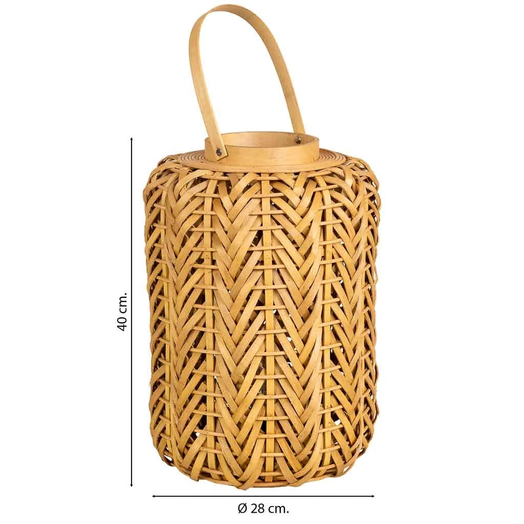 Lanterna in legno marrone con luce a batteria, D28x40h cm