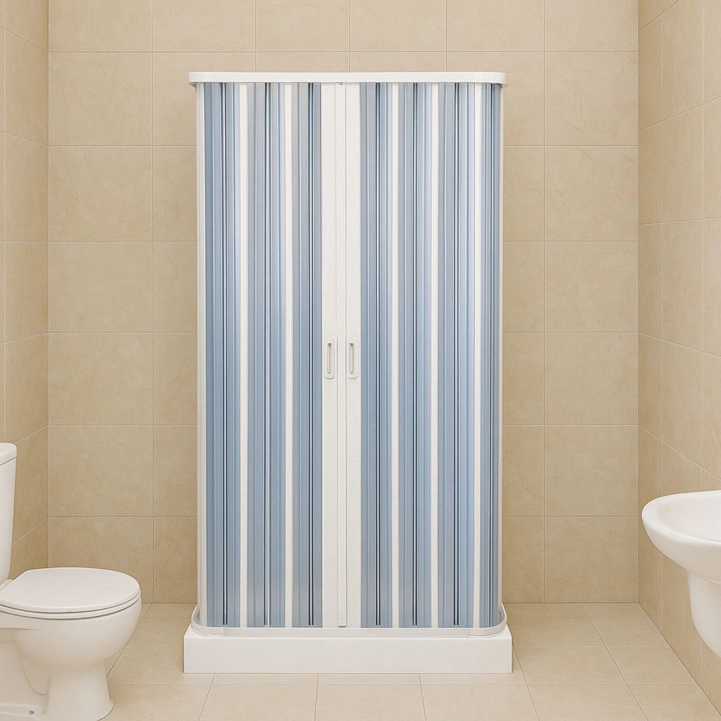 Box doccia a soffietto a tre lati in pvc guide estensibili aperture reversibili *** misure 80-92 x 90 x 80-92 cm, con...