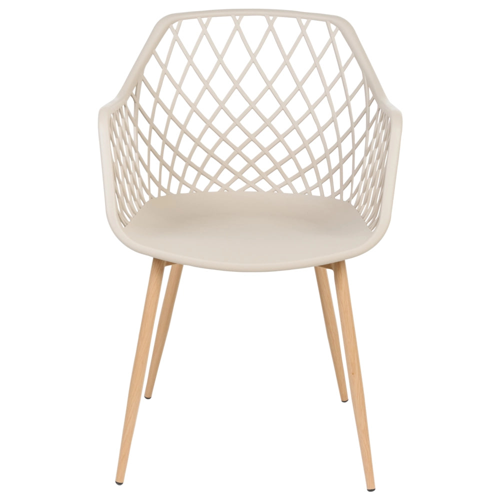 Set di 2 sedie da pranzo beige materiale sintetico aperto stile moderno soggiorno stile scandinavo