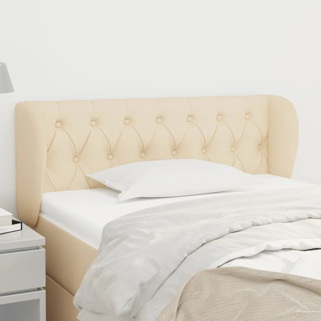 Testiera ad Orecchio Crema 93x23x78/88 cm in Tessuto 3117467