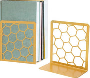 Supporti per libri in stile geometrico a forma di libro in metallo, coppia in oro (1 coppia)