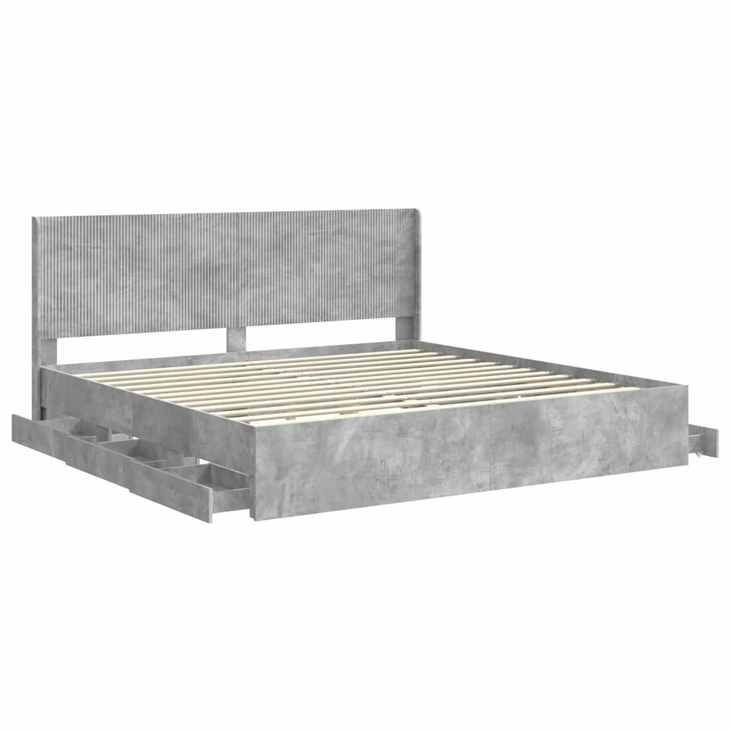 Struttura del letto con stoccaggio e testata Grigio Cemento 3413926
