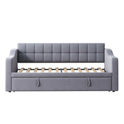 Letto estraibile singolo 90×190 cm con USB e rete in metallo e legno; senza materasso; grigio