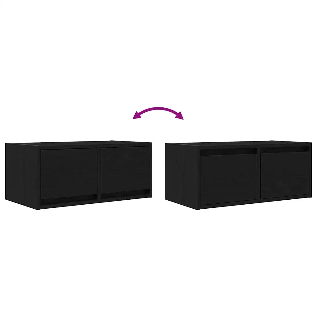 Set di 2 mobili porta TV a parete dal design contemporaneo e salvaspazio 60 x 31 x 25 cm in legno composito nero 02_0051674
