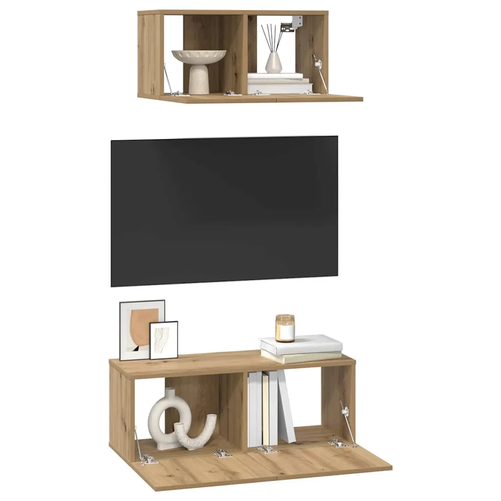 Set mobile TV 2 pcs Rovere artigianale Legno multistrato 3393383