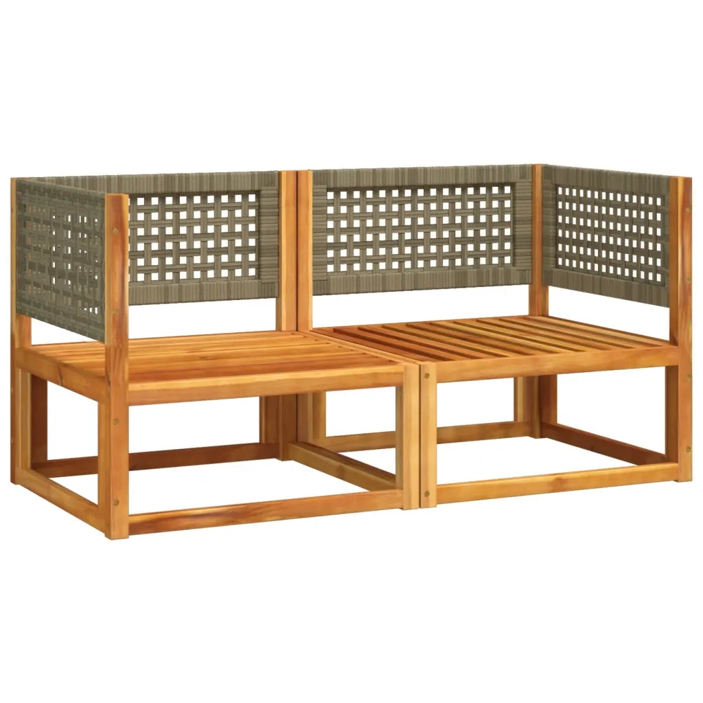 Divani da Giardino Angolari con Cuscini 2 pz in Legno di Acacia e Rattan