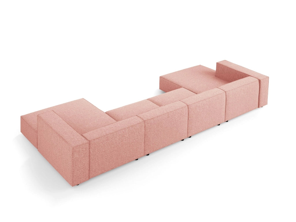 Cosmopolitan Design - Divano panoramico "Arendal" 6 posti in ciniglia rosa 