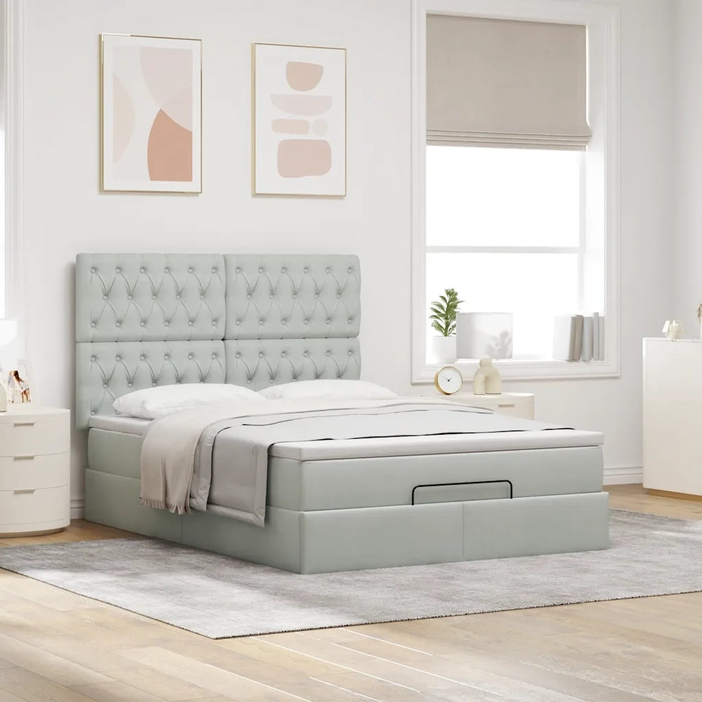 Struttura Letto Pouf con Materassi 140x190 cm Velluto 3314390