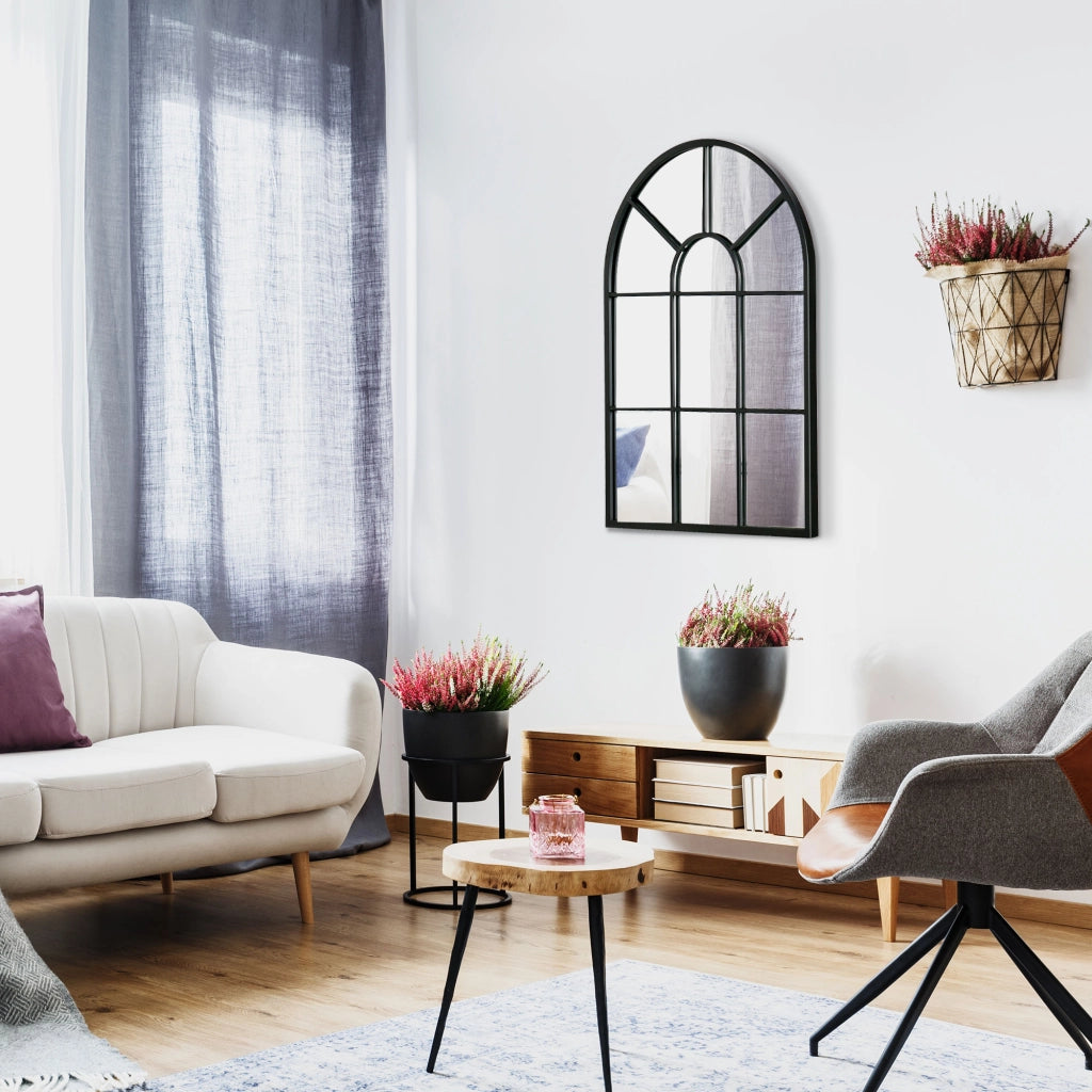 Specchio a Parete Arco Moderno ¨C Zephmum ¨C Nero Metallo Vetro 70x50 cm