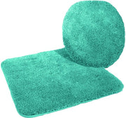 Set di tappeto bagno 2 pezzi = Copertura wc 47x50 cm + Tappeto bagno senza spazio per vasino 50x55 cm, verde smeraldo