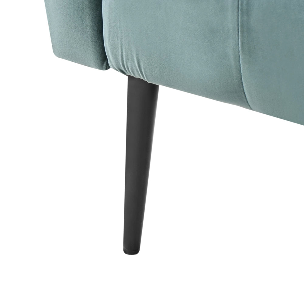 Chaise Longue in tessuto verde acqua e Gambe con gambe in metallo dorato