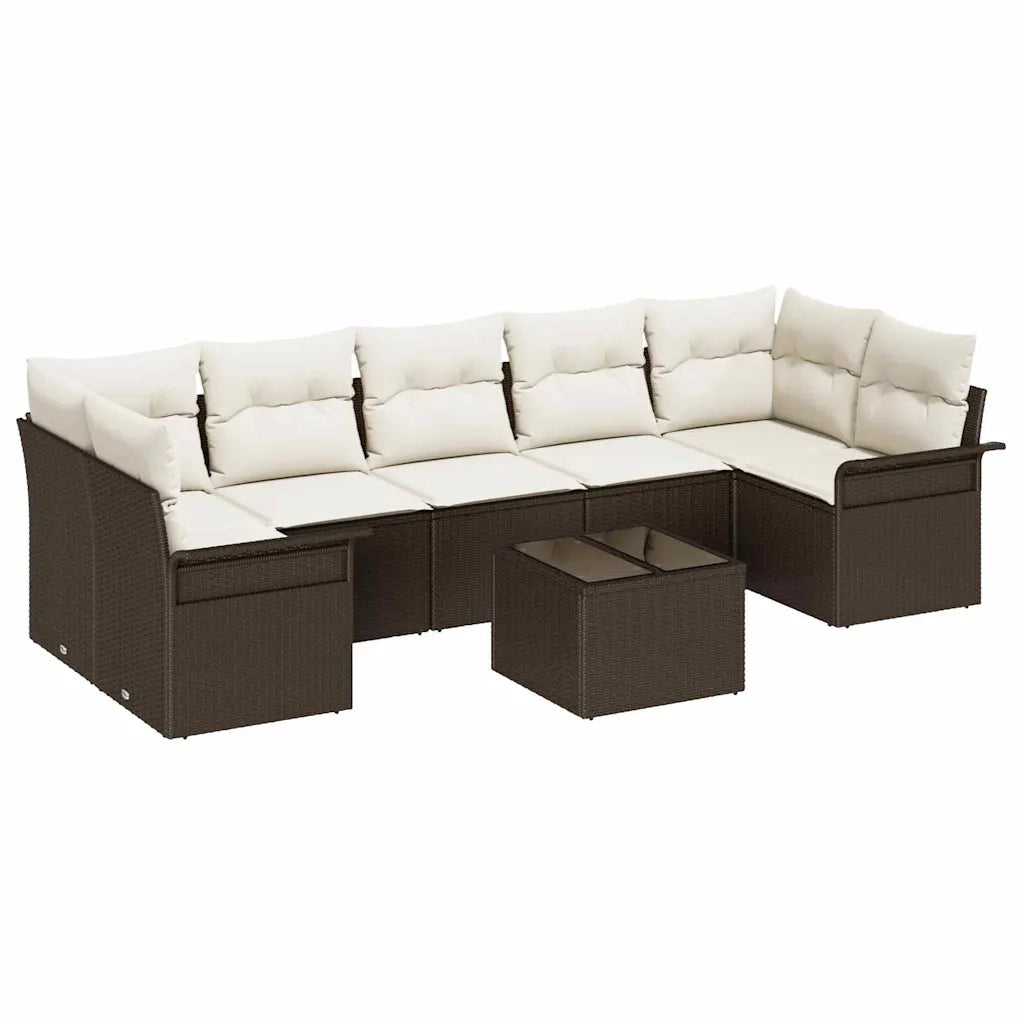 Set Divano da Giardino 8 pcs Marrone e Crema polyrattan 3353947