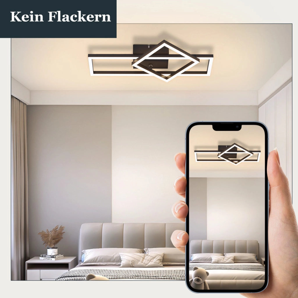 ZMH Lampada da soffitto plafoniera LED nera 2 cornici 3000K per soggiorno corridoio cucina