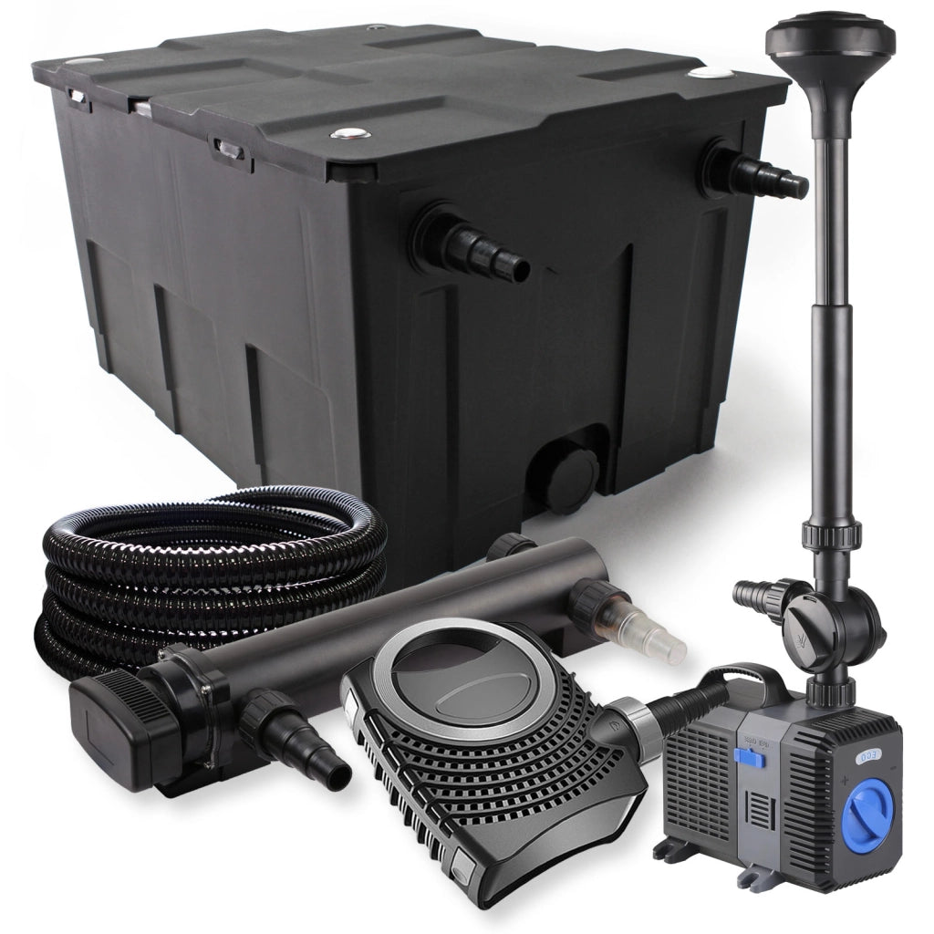 Set Filtro a 1 camera 60000l Chiarificatore UVC 36W Pompa NEO10000 80W Tubo Fontana