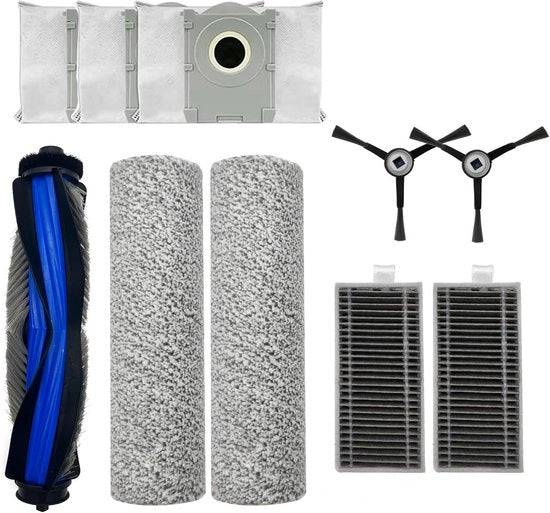 Accessori 10 pezzi per Ecovacs X8 PRO/X8 PRO PLUS/X8 PRO OMNI/X8 OMNI - aspirapolvere - 1 pennello principale, 2 rulli di tovaglia, 2 spazzole laterali, 2 filtri HEPA, 3 sacchi per polvere