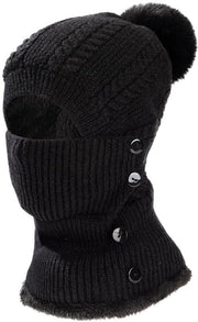 Cappello di lana calda - Cappello esterno flessibile con calotta - Piumino morbido - Visiera per attività all'aperto - Nero - Adatto per donne - M