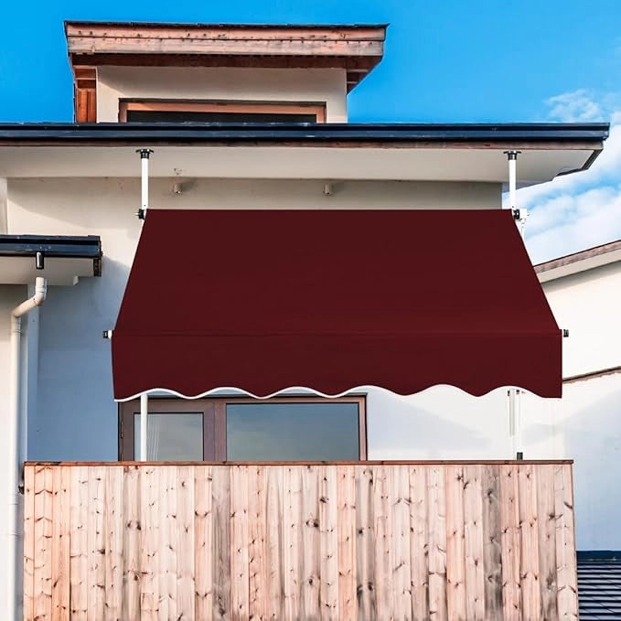 Tenda da Sole per Esterno, Tenda da Sole a Morsetto per Balcone con Struttura Telescopica e Tessuto Resistene ai Raggi Solari, Regolabile in Altezza e in Angolazione (150 cm,Rosso)